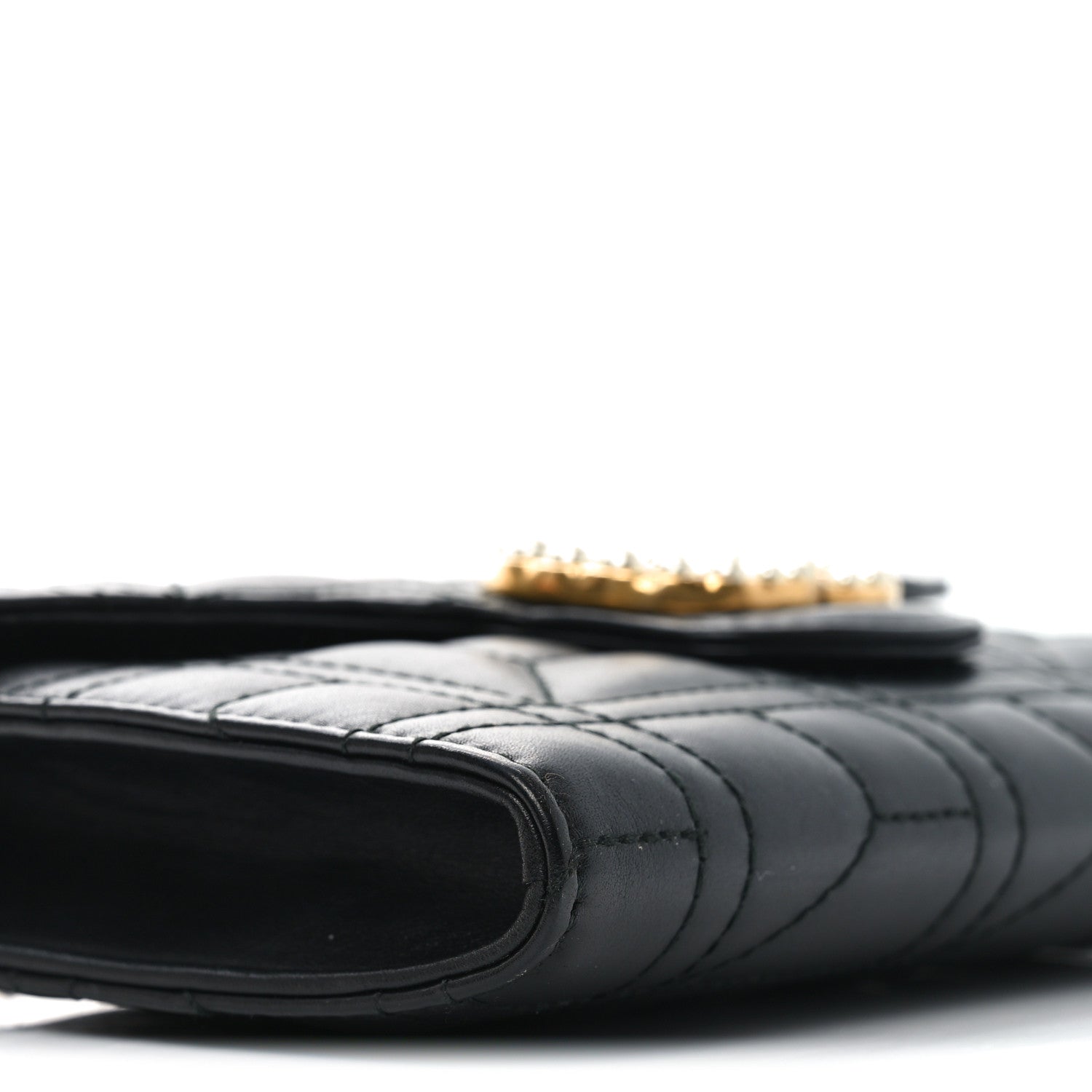 Gucci Calfskin Matelasse Mini Pearly GG Marmont Chain Wallet Black 9 of 10