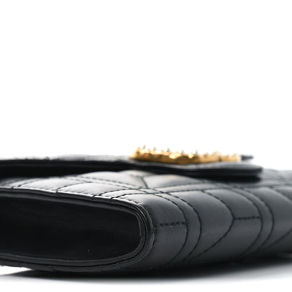 Gucci Calfskin Matelasse Mini Pearly GG Marmont Chain Wallet Black 9 of 10