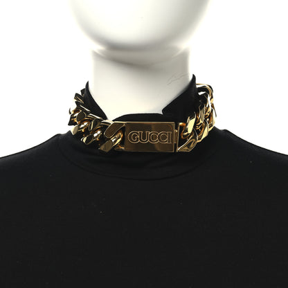 Gucci Curb Link Chain Logo Choker Necklace Gold 2 of 4