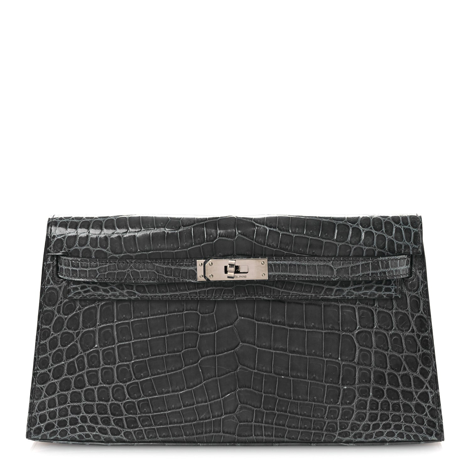 Hermes Shiny Niloticus Crocodile Kelly Elan Pochette Bleu Tempete 1 of 26