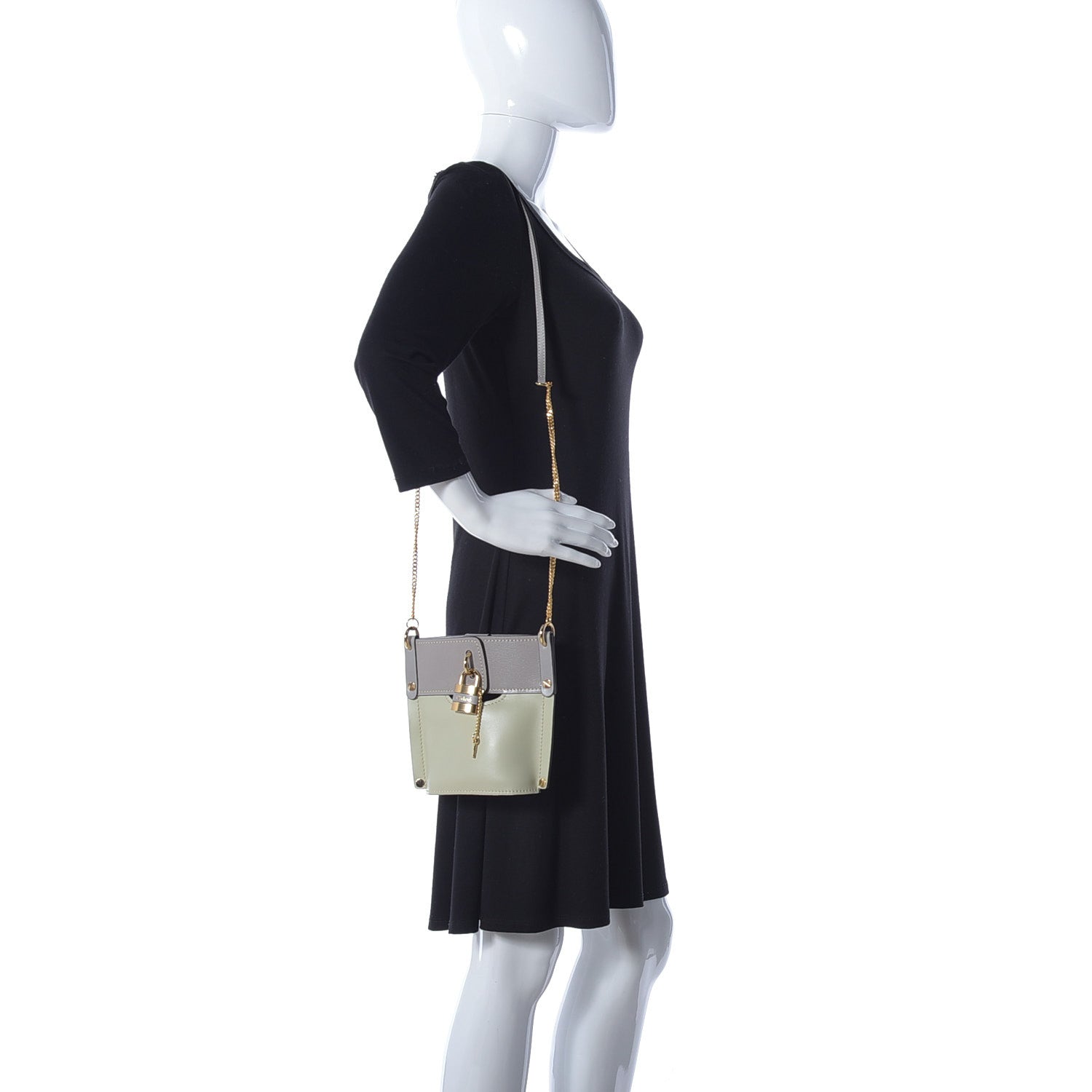 Chloe Shiny Calfskin Goatskin Mini Aby Bi-Color Bucket Light Eucalyptus 2 of 8