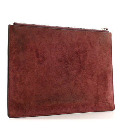 Gucci GG Supreme Monogram Blooms Suede Large Zip Pouch Beige Multicolor Dry Rose 3 of 10