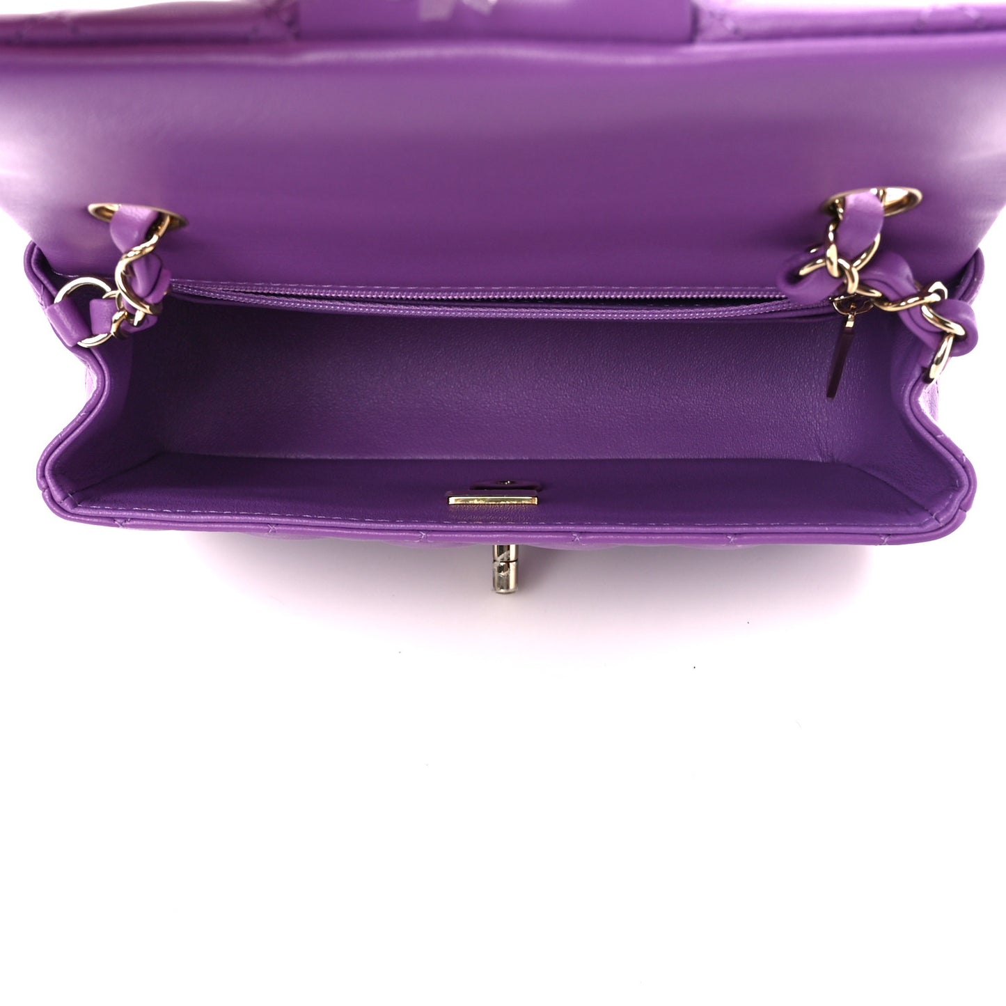 Lambskin Quilted Mini Rectangular Flap Purple