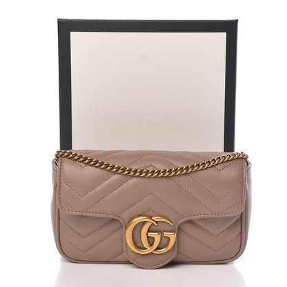 Gucci Calfskin Matelasse Super Mini GG Marmont Shoulder Bag Porcelain Rose 13 of 13