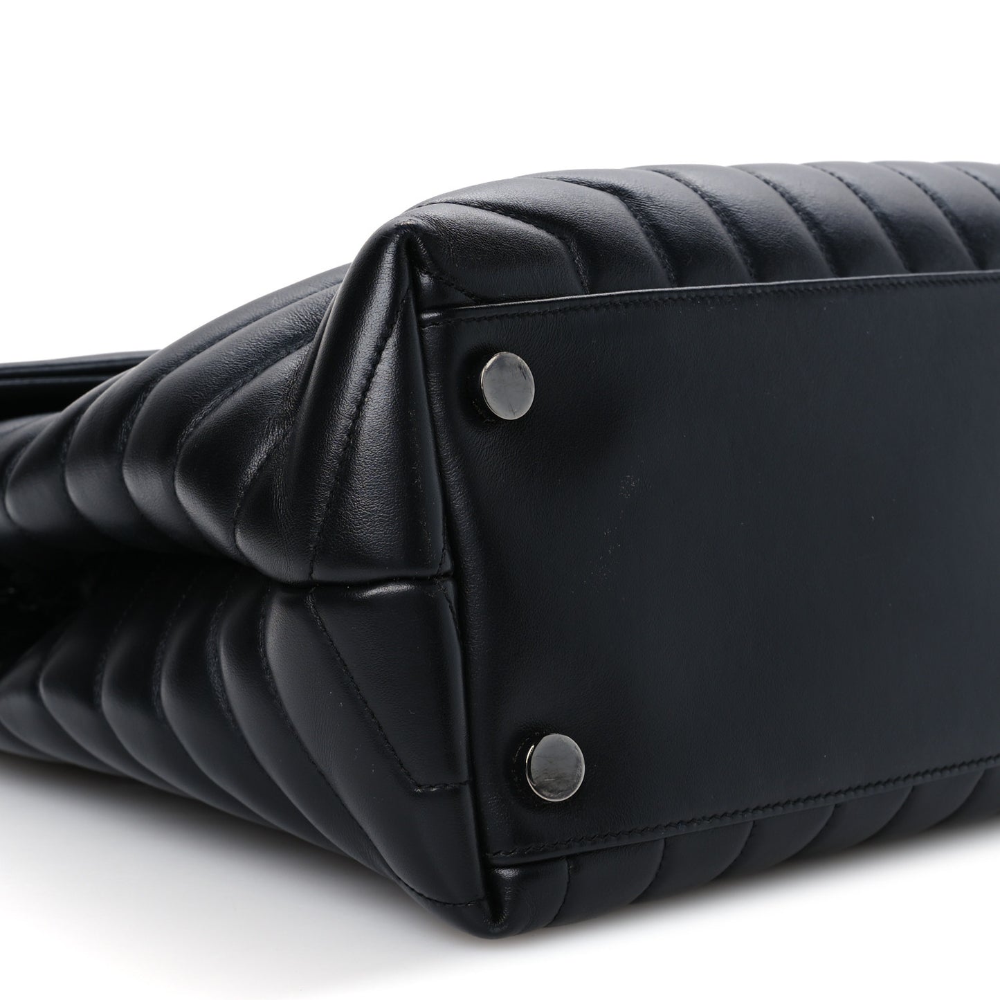 Calfskin Y Quilted Monogram Monochrome Large Loulou Chain Satchel Black