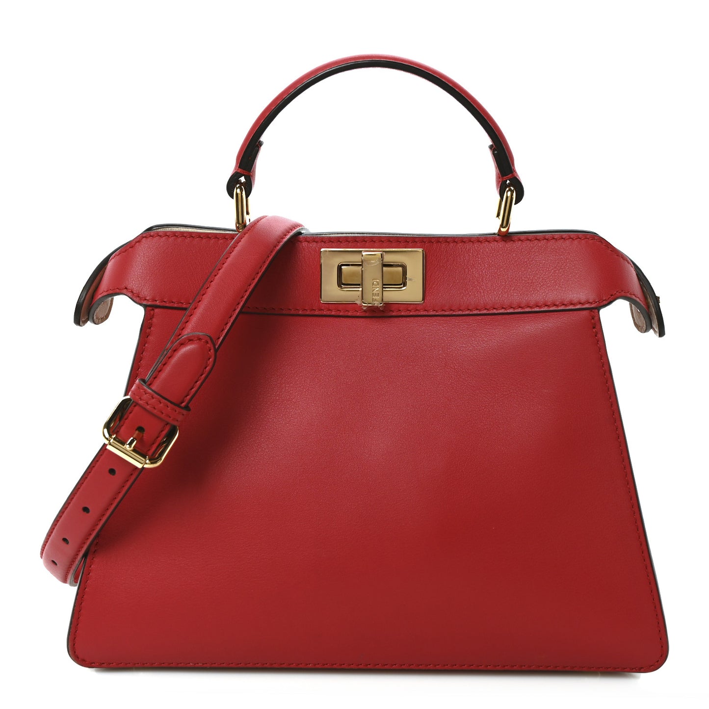 Vitello Seta Shiny Nappa Chinese Valentines Day Karligraphy Small Peekaboo I SEE U Satchel Panna Rosso Cardinale