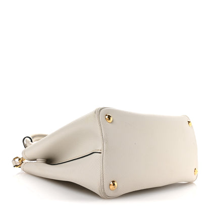 Prada Saffiano Cuir Small Double Bag Talco Lacca 4 of 11