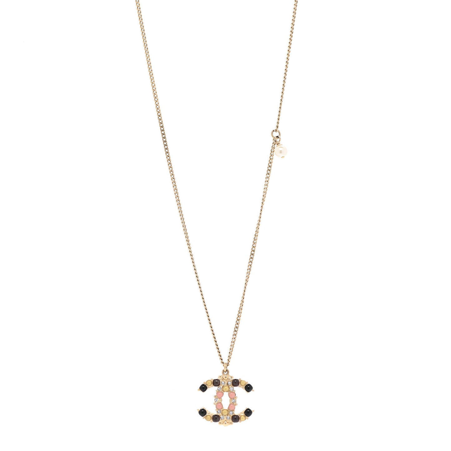 Crystal Gripoix CC Necklace Gold Multicolor