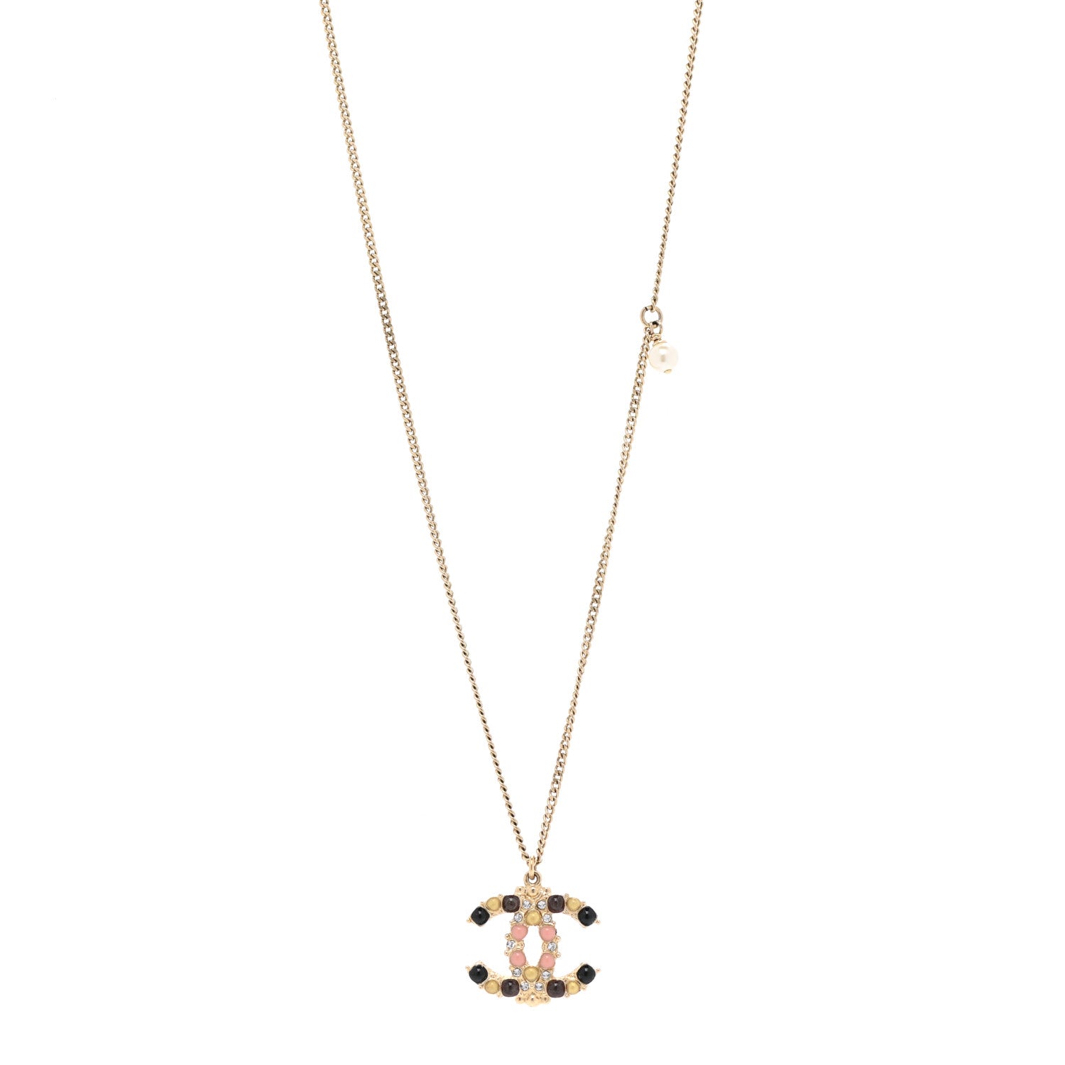Chanel Crystal Gripoix CC Necklace Gold Multicolor 1 of 6