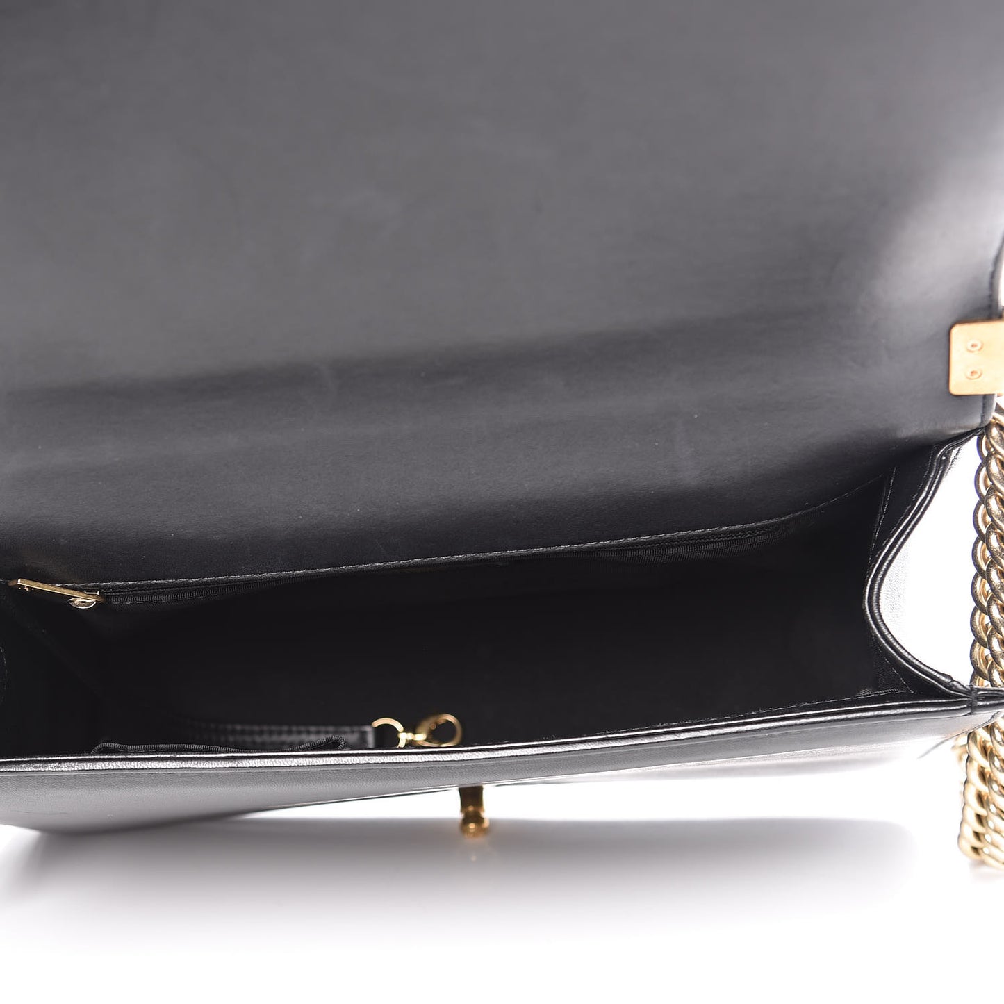 Lambskin Quilted Large Boy Flap Black