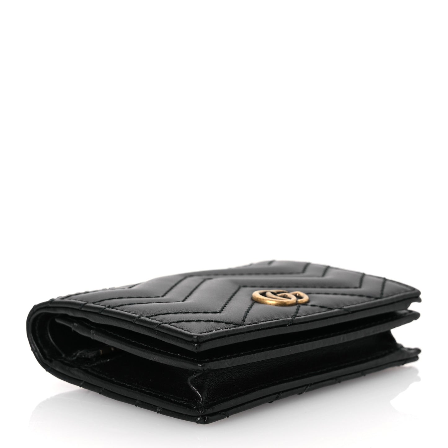 Calfskin Matelasse GG Marmont Card Case Wallet Black