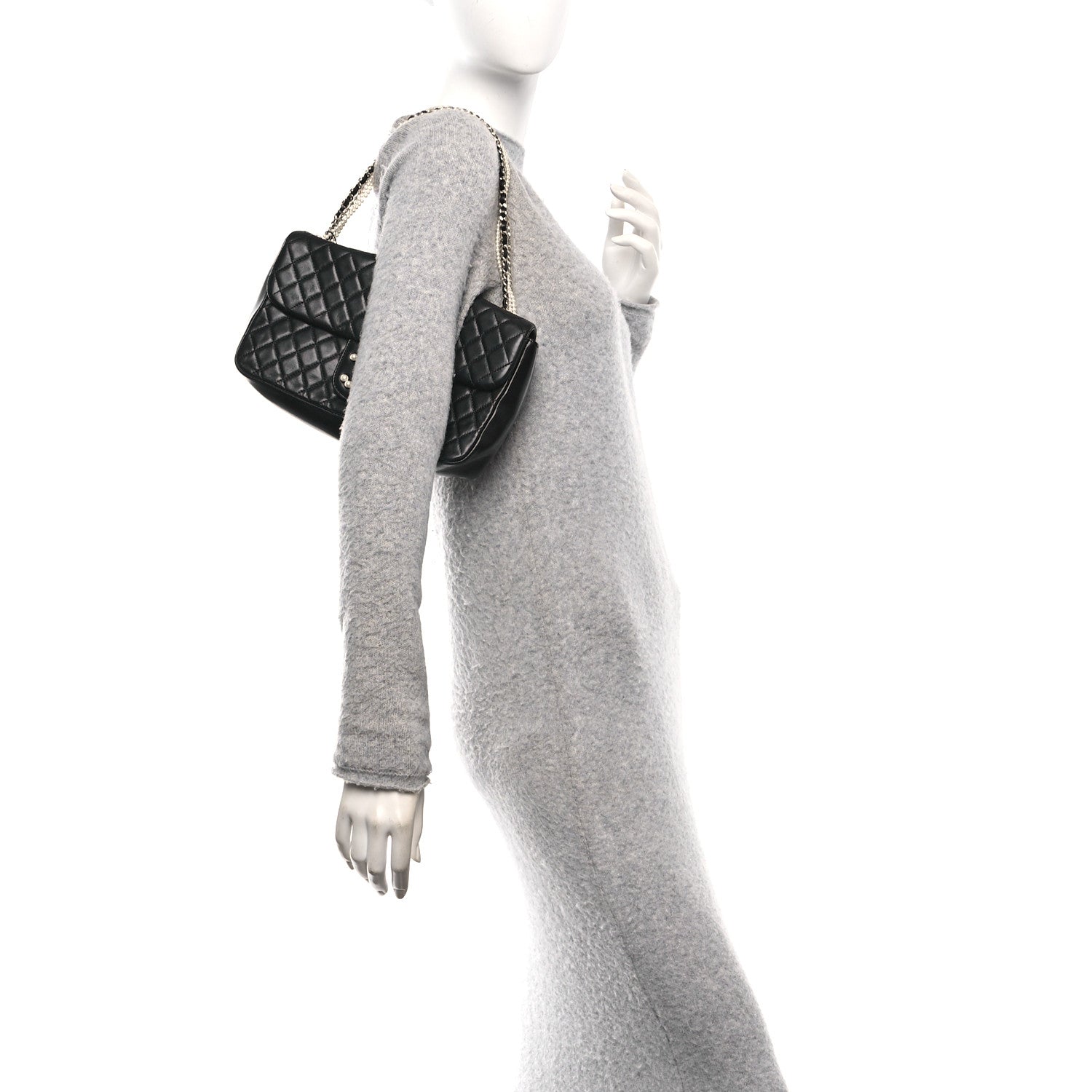 Chanel Lambskin Quilted Medium Westminster Pearl Flap Black 2 of 10