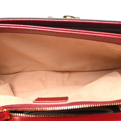 Gucci GG Supreme Monogram Azalea Calfskin Horsebit 1955 Shoulder Bag Beige Ebony New Cherry Red 5 of 10