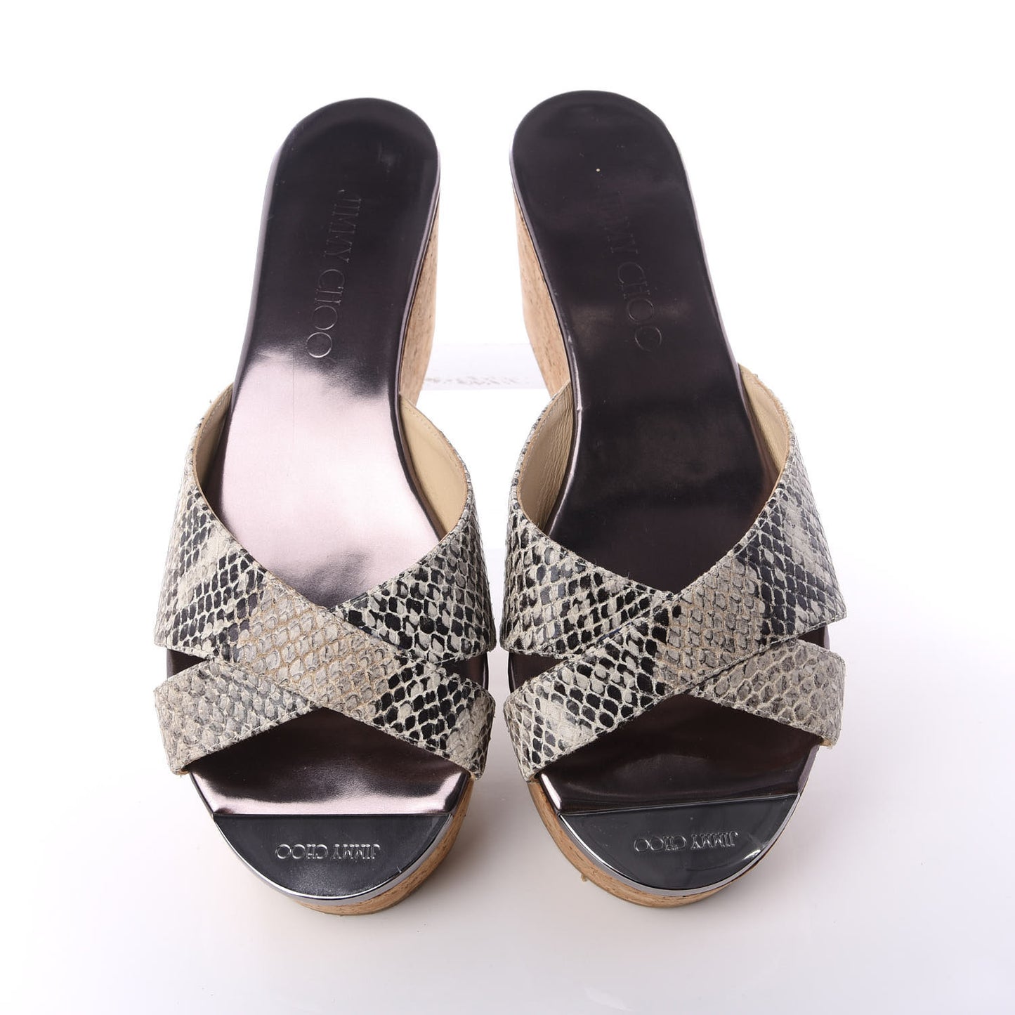 Snakeskin Prima Cork Wedge Sandals 38 Natural