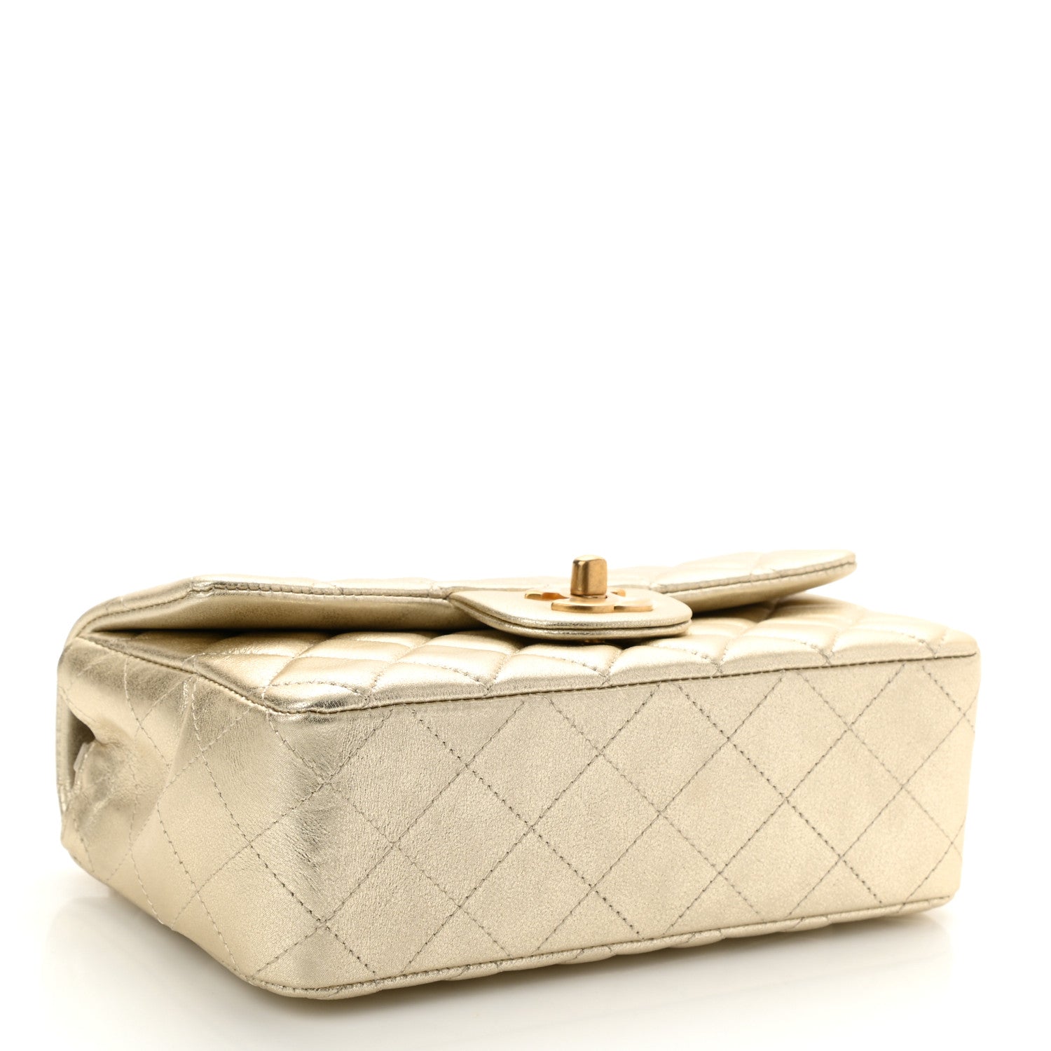 Chanel Metallic Lambskin Quilted Mini Rectangular Flap Gold 4 of 11