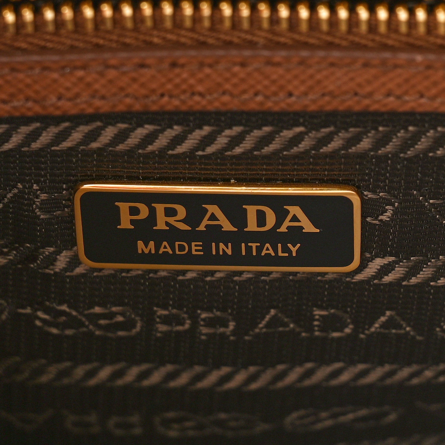 Prada Jacquard Saffiano Triangolo Symbole Embroidered Mini Galleria Double Zip Tote Tabacco Talco 6 of 9