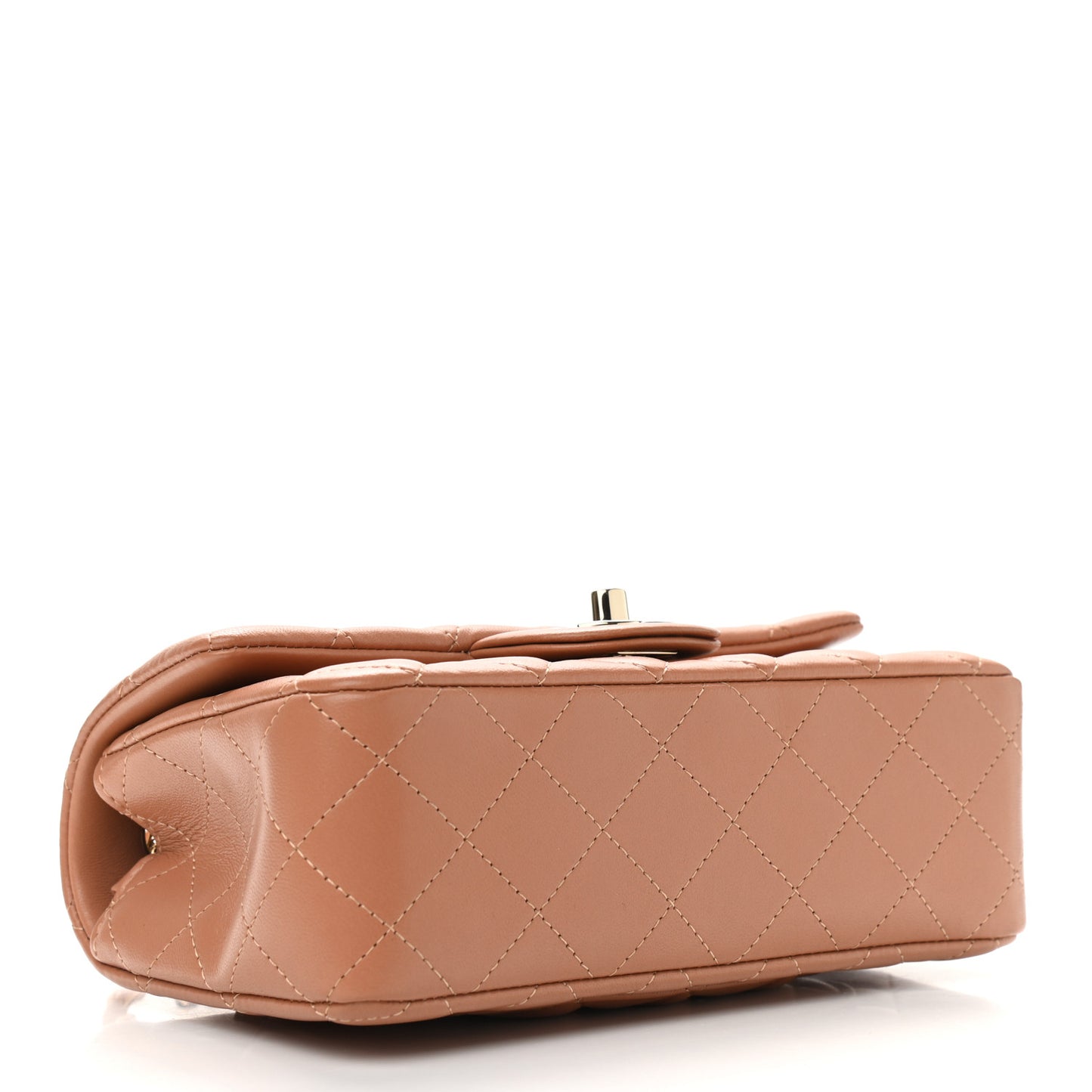 Lambskin Quilted Mini Rectangular Flap Brown