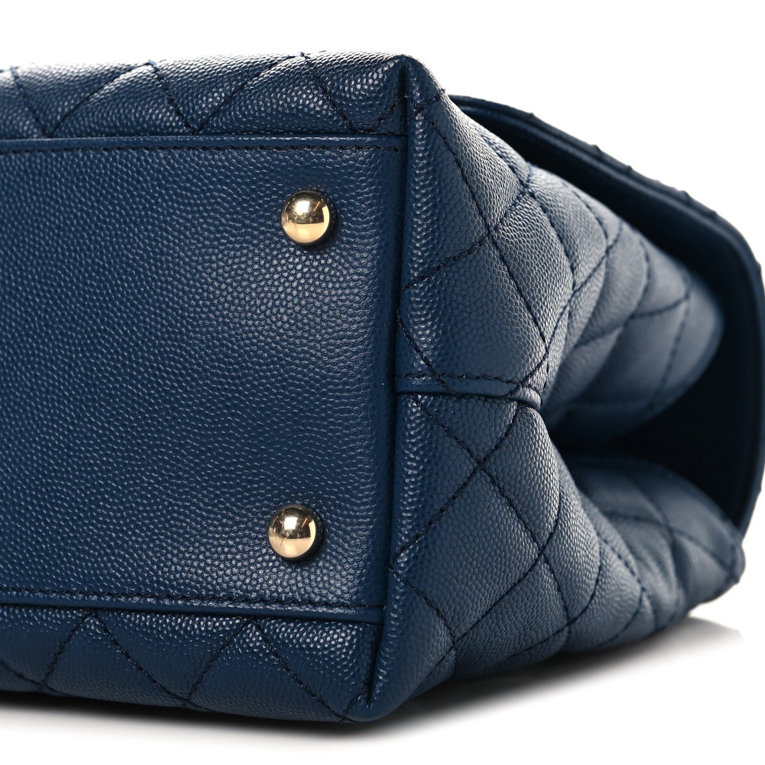 CHANEL ネイビー キルティング バッグ Chanel Caviar Lizard Embossed Quilted Small Coco Handle Flap Dark