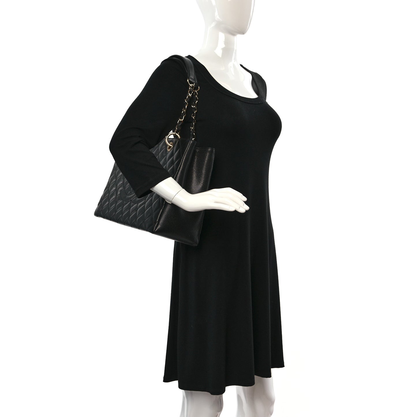 Caviar Quilted Grand Shopping Tote GST Black