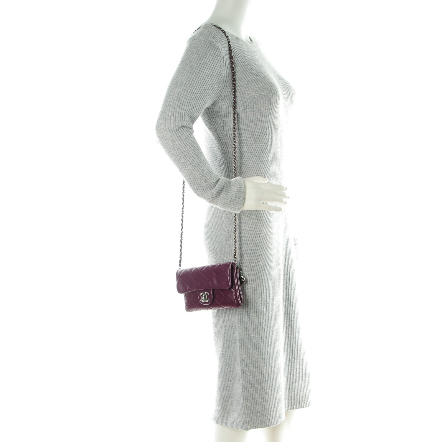 Chanel Lambskin Quilted Mini Mineral Nights Flap Crossbody Bag Purple 2 of 8