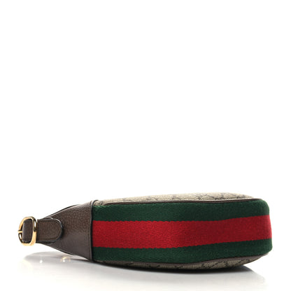 Gucci GG Supreme Monogram Textured Calfskin Web Mini Ophidia Half Moon Hobo Beige Ebony New Acero 4 of 11