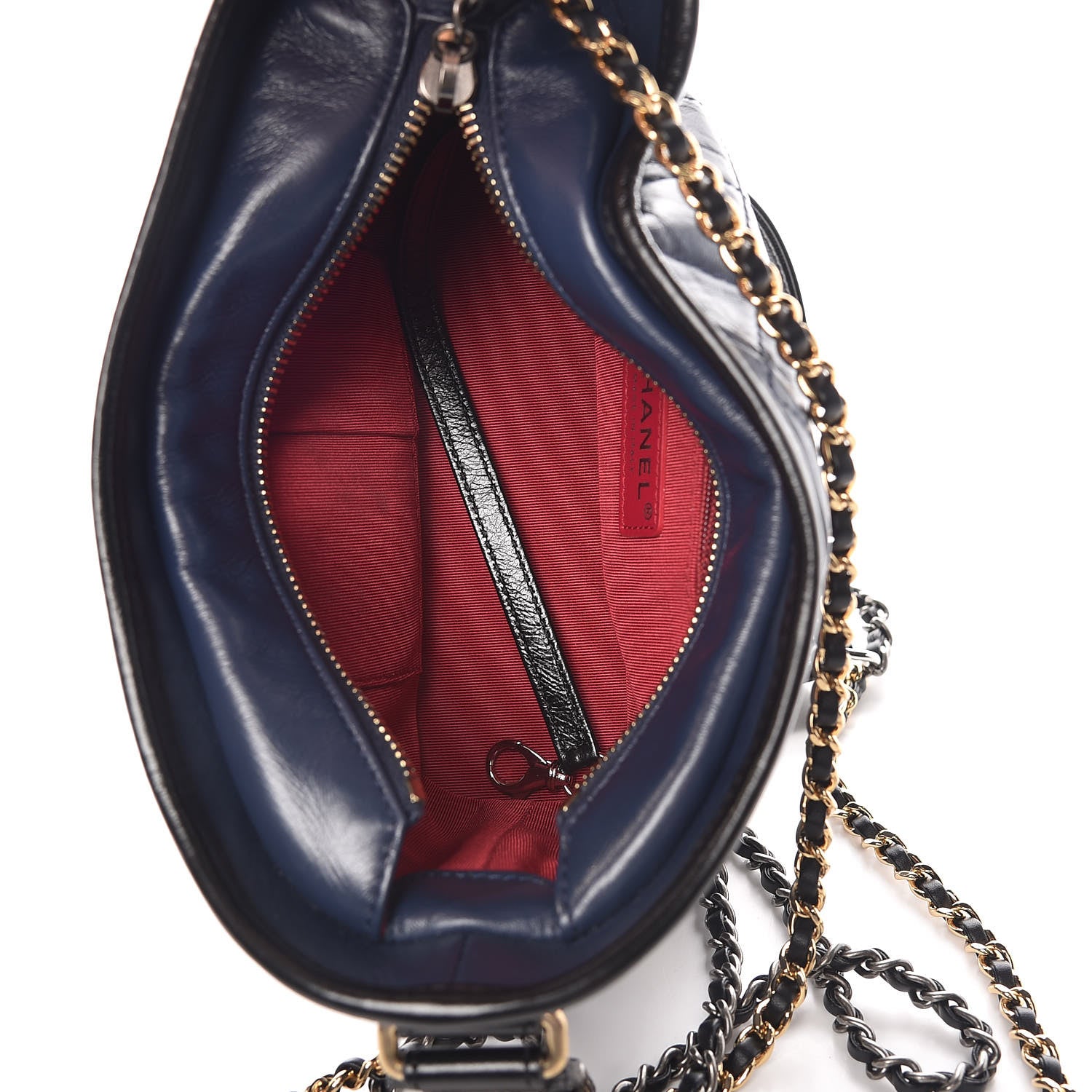 Chanel Aged Calfskin Quilted Small Gabrielle Hobo Navy Black 7 of 9