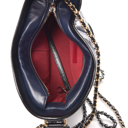 Chanel Aged Calfskin Quilted Small Gabrielle Hobo Navy Black 7 of 9