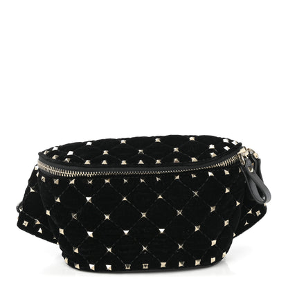 Valentino Garavani Velvet Rockstud Spike Belt Bag 85 34 Black 2 of 25