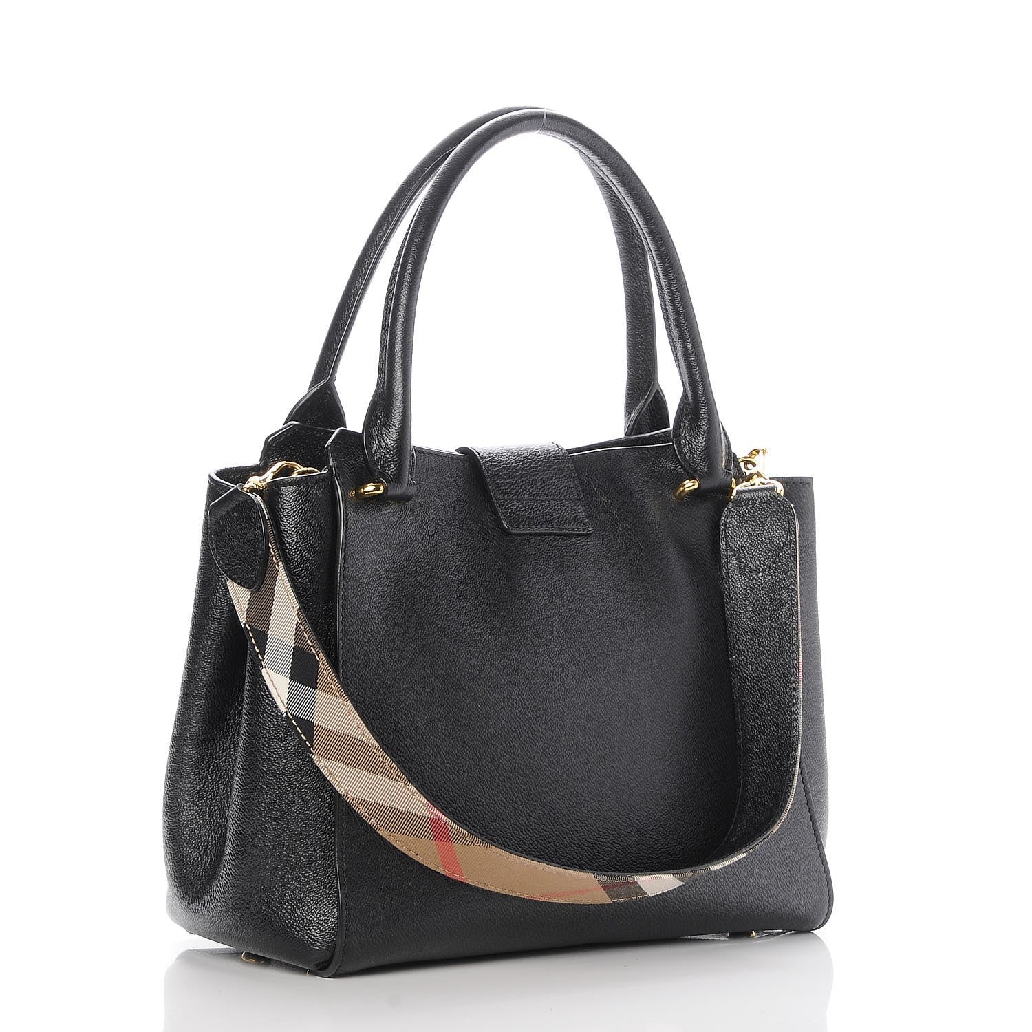 Burberry Soft Grain Calfskin Medium Buckle Tote Black 5 of 10