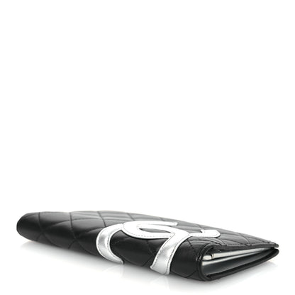 Chanel Calfskin Quilted Cambon Yen Wallet Black Silver 4 of 11