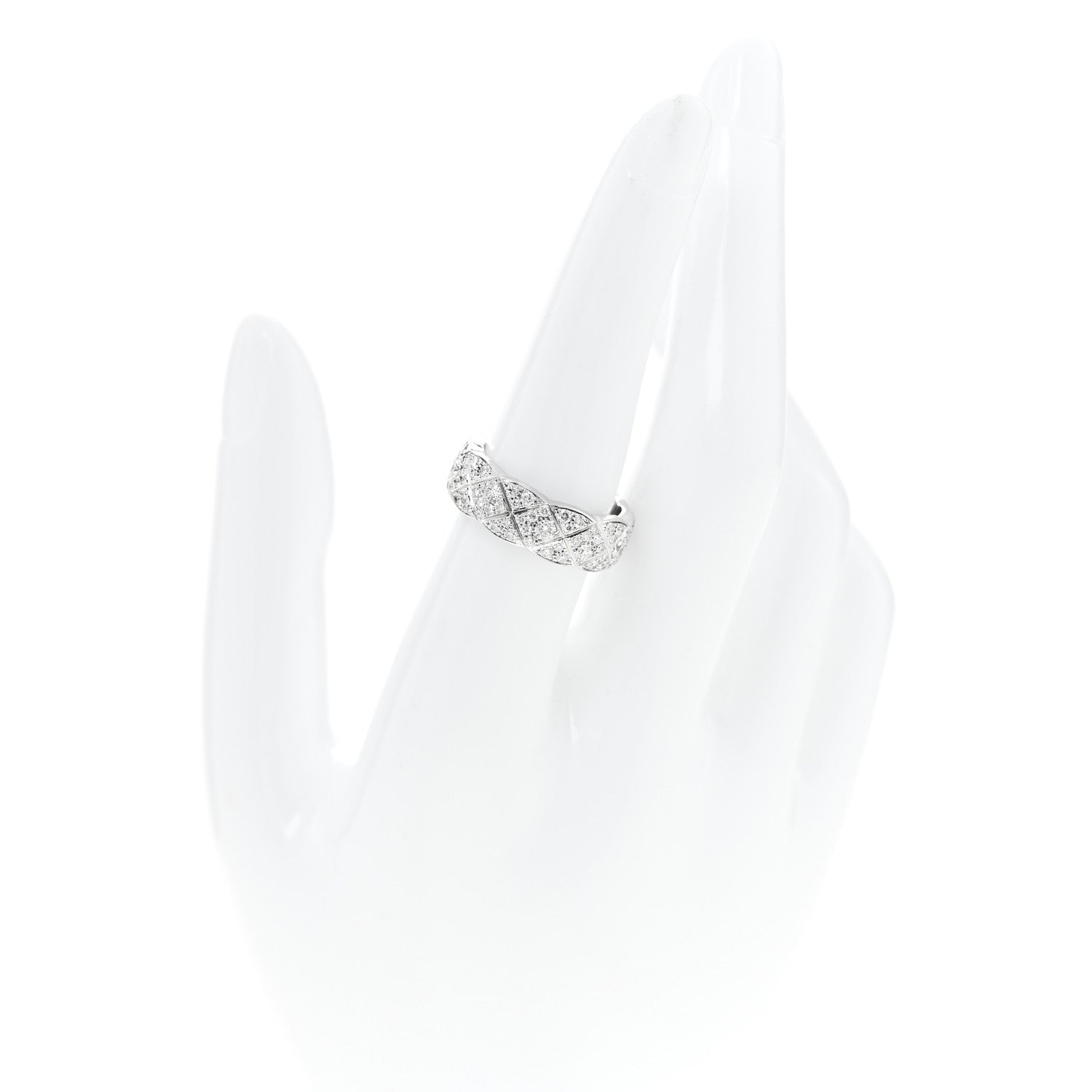 Chanel 18K White Gold Diamond Small Coco Crush Full Paved Ring 54