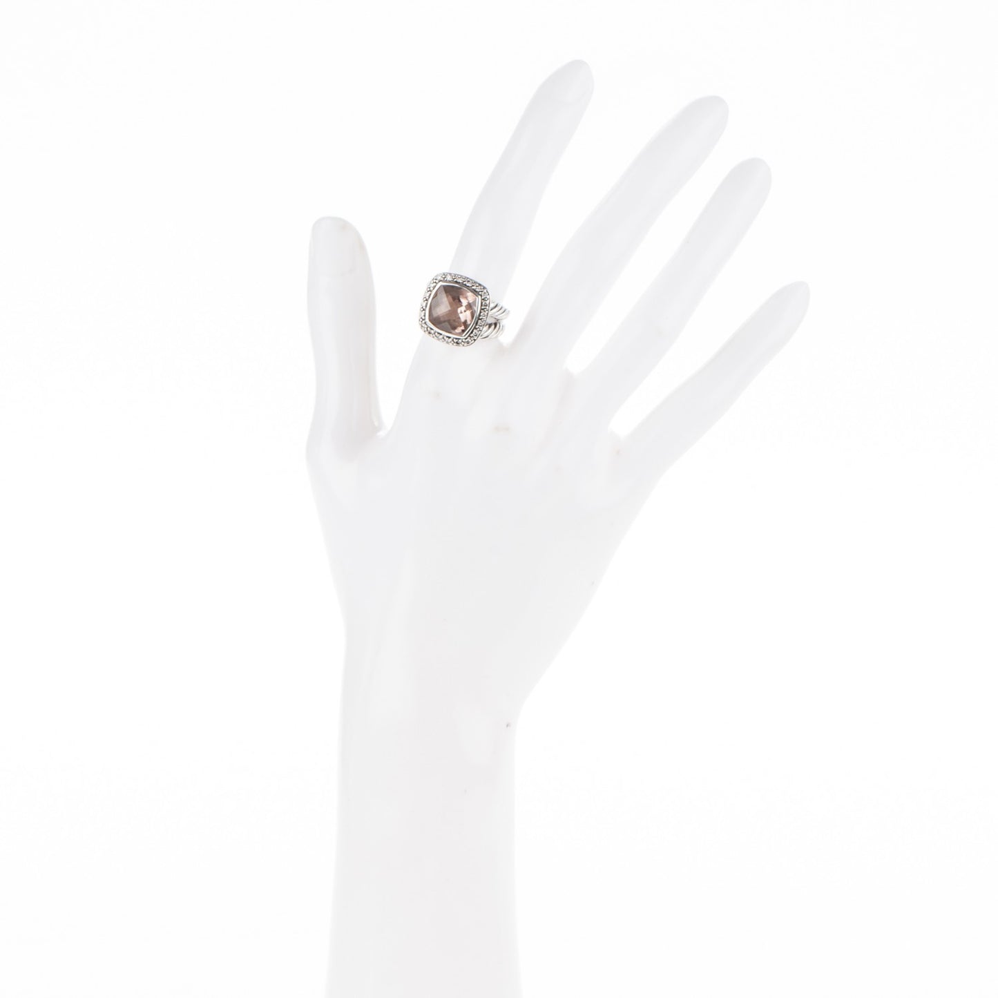 Sterling Silver Diamond Morganite 11mm Albion Ring 52 6