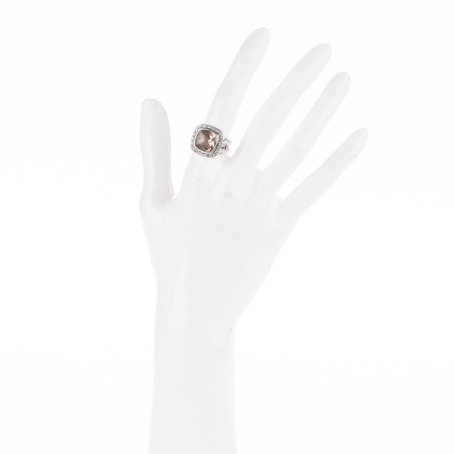 David Yurman Sterling Silver Diamond Morganite 11mm Albion Ring 52 6 2 of 5