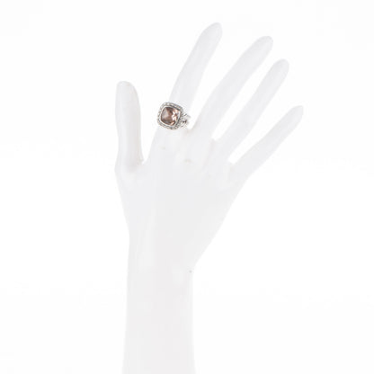 David Yurman Sterling Silver Diamond Morganite 11mm Albion Ring 52 6 2 of 5