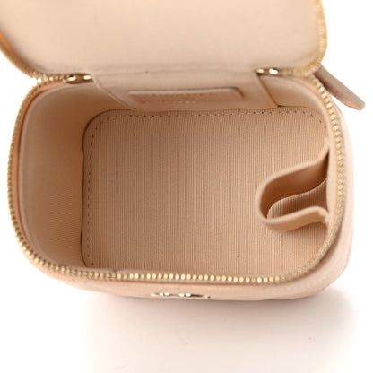 Chanel Iridescent Caviar Quilted Mini Pearl On Top Vanity Case With Chain Beige 5 of 11