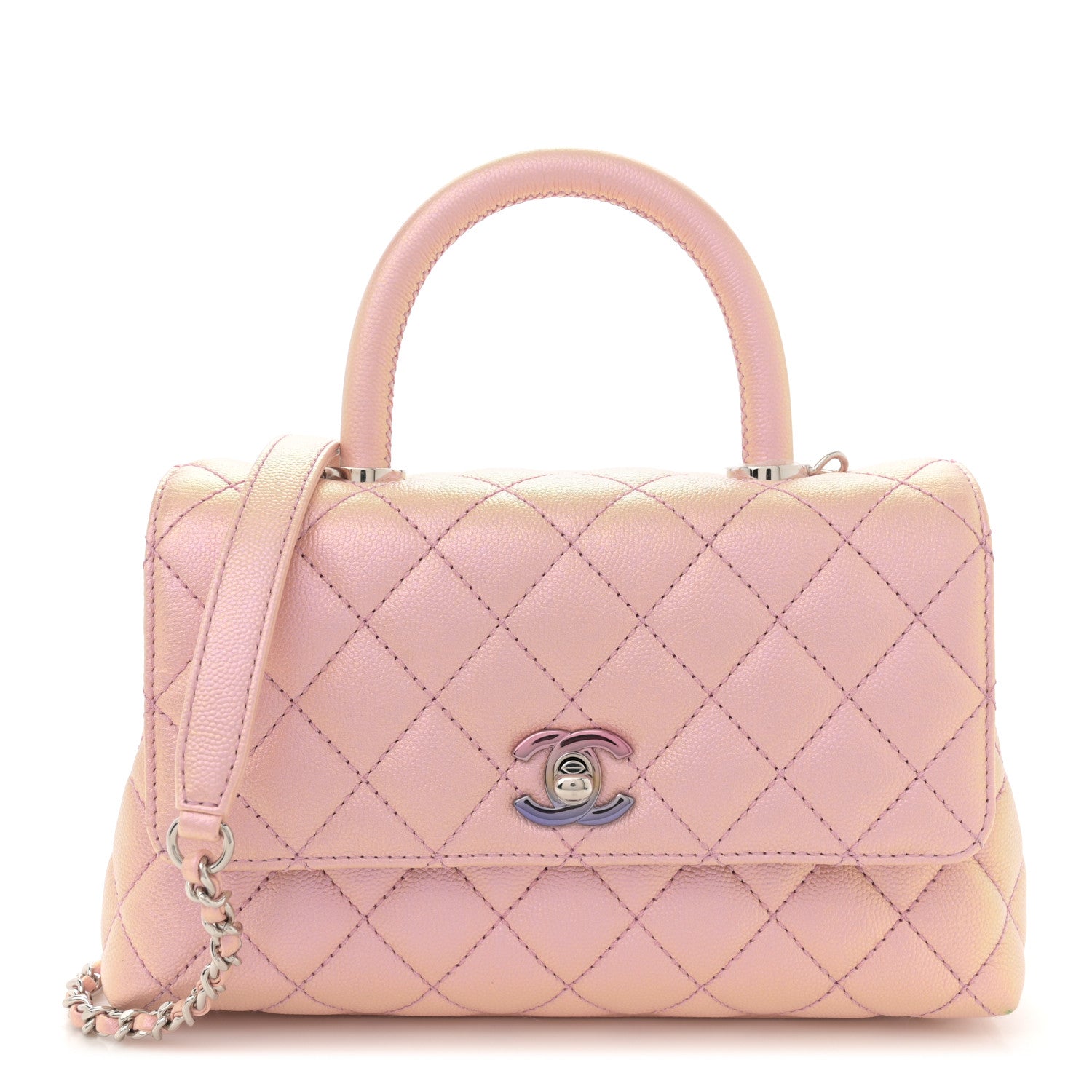 Chanel Iridescent Caviar Quilted Mini Coco Handle Flap Pink 1 of 11