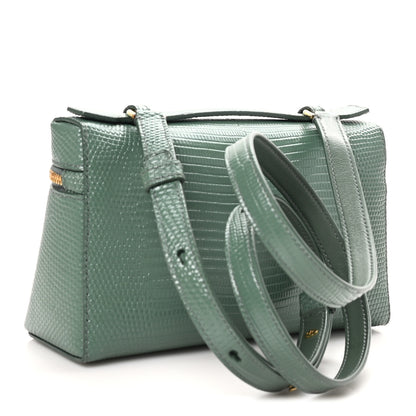 Loro Piana Lizard L19 Extra Pocket Pouch Green Lagoon Sun Gold 3 of 9