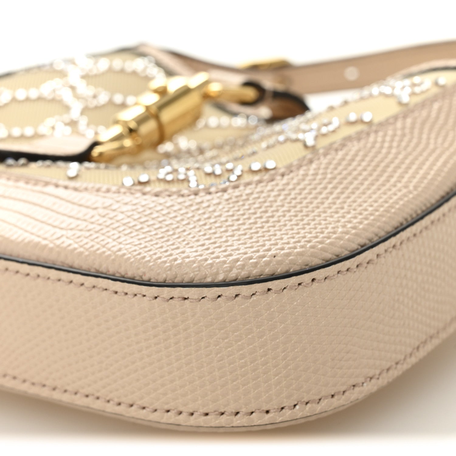 Gucci Lizard Mesh Crystal GG Monogram Mini Jackie 1961 Hobo Light Powder Skin Rose 10 of 11