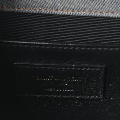 Saint Laurent Denim Mixed Matelasse Triquilt Medium Monogram Envelope Satchel Blue 5 of 9