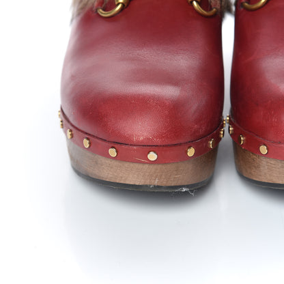 Gucci Calfskin Fur Horsebit Amstel Slingback Clogs 40 Rosso Naturale 10 of 13