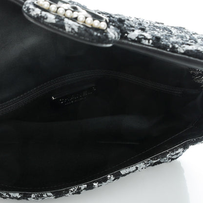 Chanel Painted Tweed Medium Single Flap Black Grey 5 of 7