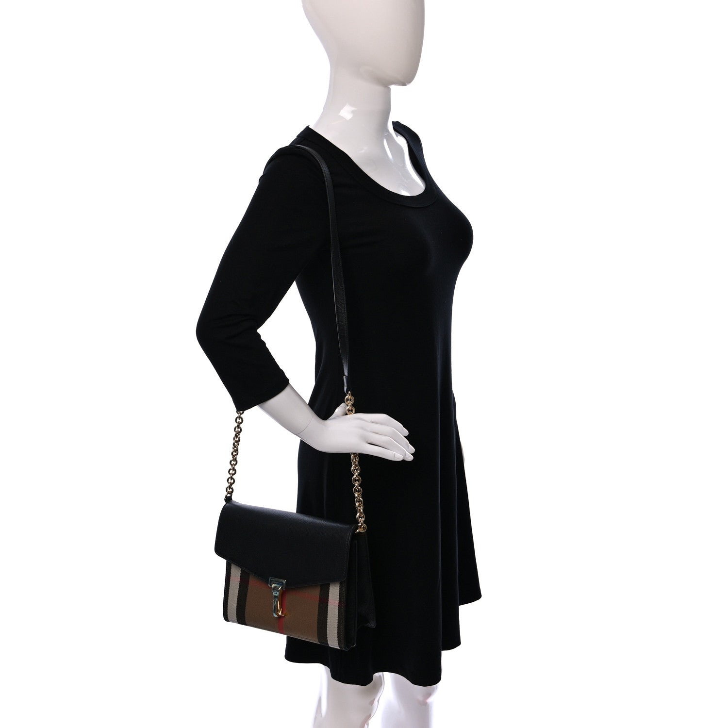 Burberry Derby Calfskin House Check Small Macken Crossbody Bag Black 2 of 8