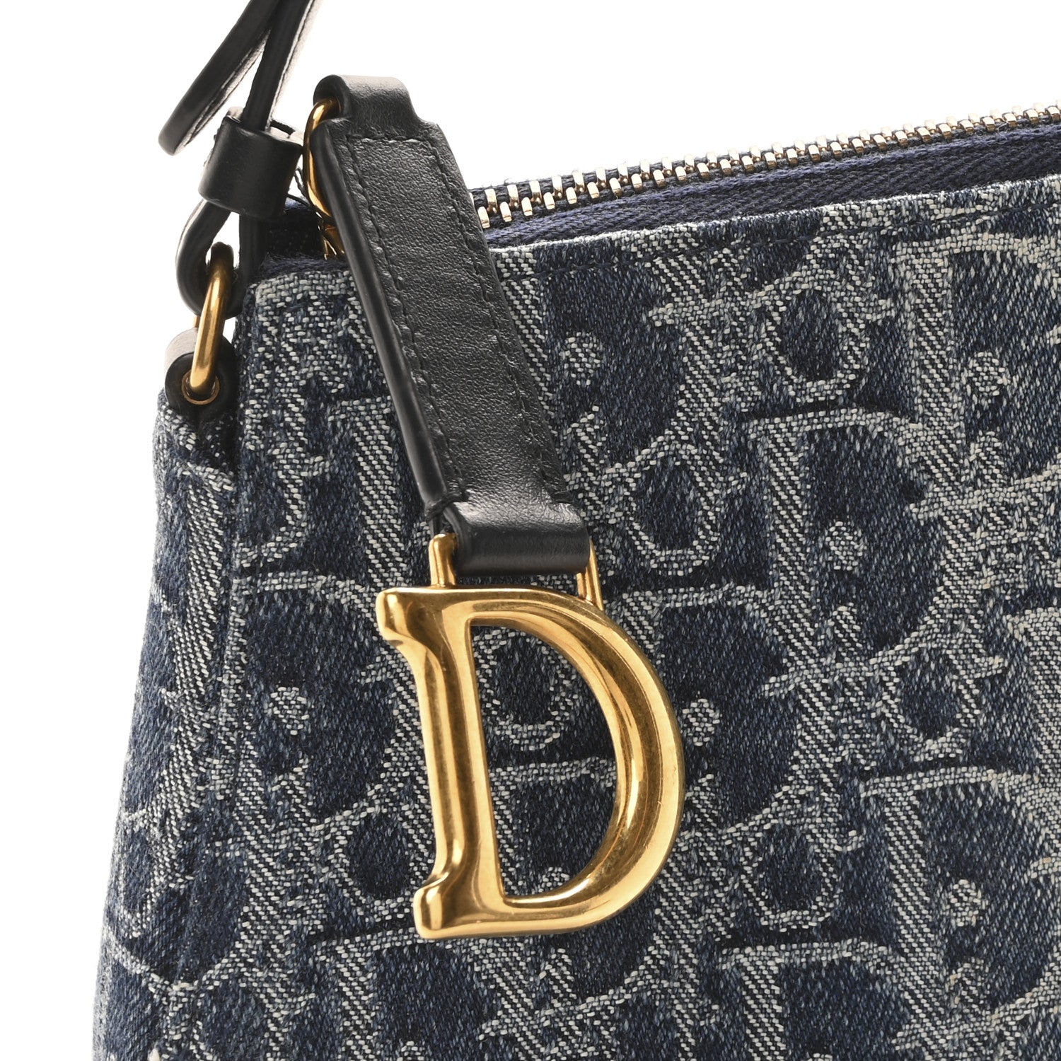 Christian Dior Denim Oblique Jacquard Saddle Rodeo Pouch Blue 7 of 9