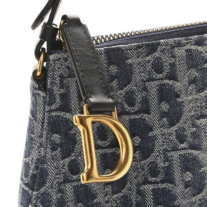 Christian Dior Denim Oblique Jacquard Saddle Rodeo Pouch Blue 7 of 9