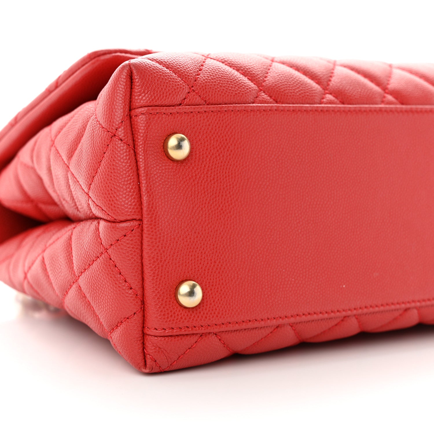 Chanel Caviar Quilted Small Coco Handle Flap Red 9 of 11