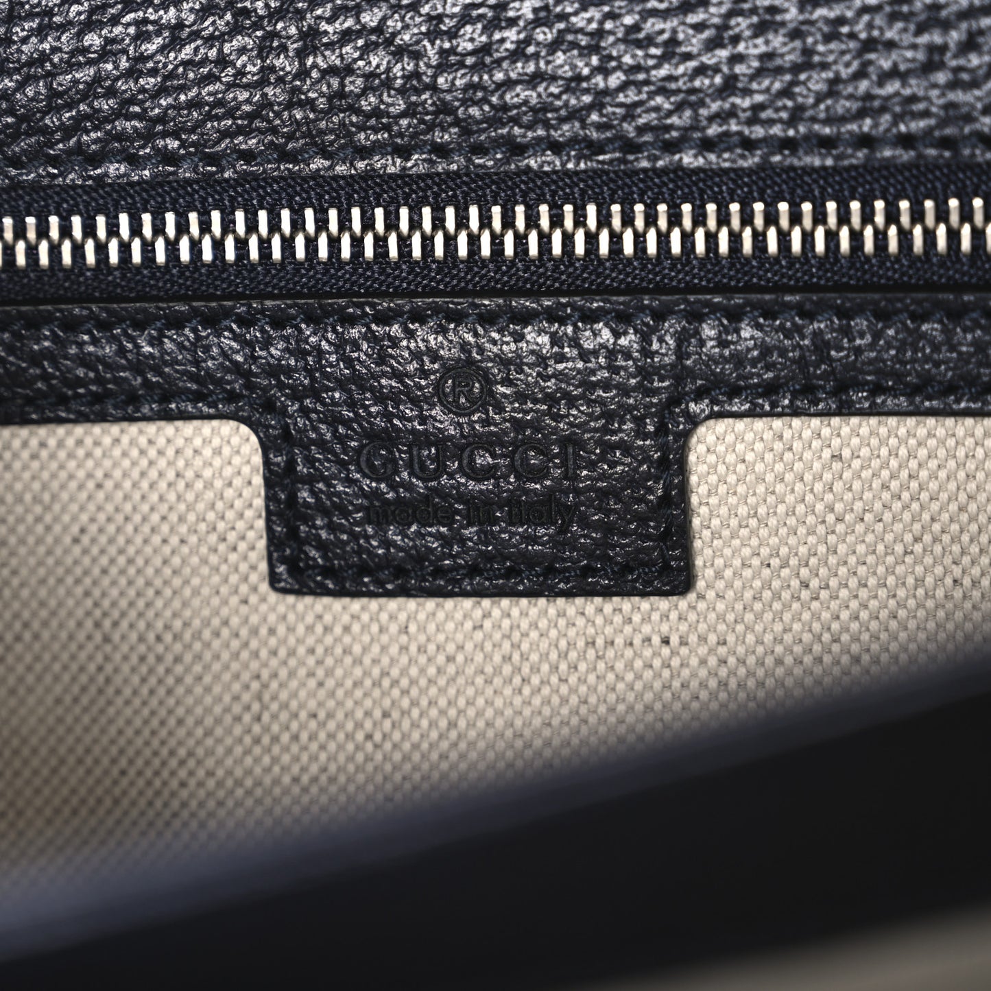 GG Supreme Monogram Textured Dollar Calfskin Web Small Ophidia Padlock Top Handle Bag Beige Blue