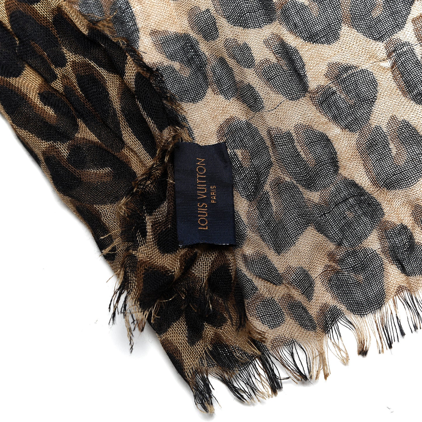 Cashmere Silk Leopard Etole Stole Marron