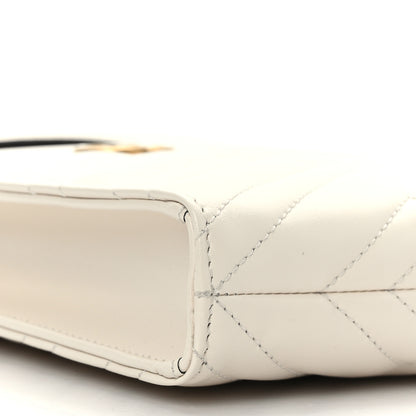 Gucci Calfskin Matelasse Chevron Mini GG Marmont Top Slip Handle Crossbody Bag Mystic White 6 of 7