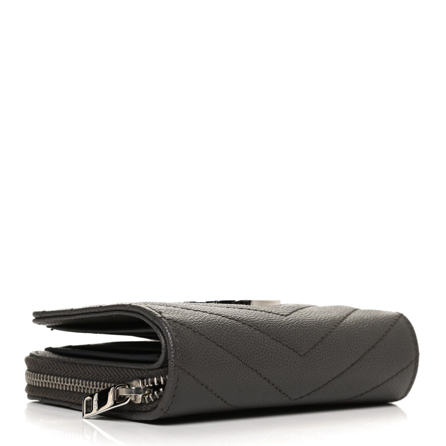Grain De Poudre Matelasse Chevron Monogram Compact Zip Around Wallet Earth