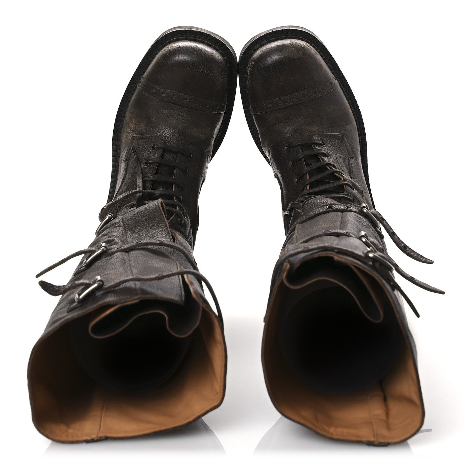 Miu Miu Antique Calfskin Buckle Boots 36.5 Cacao 2 of 14